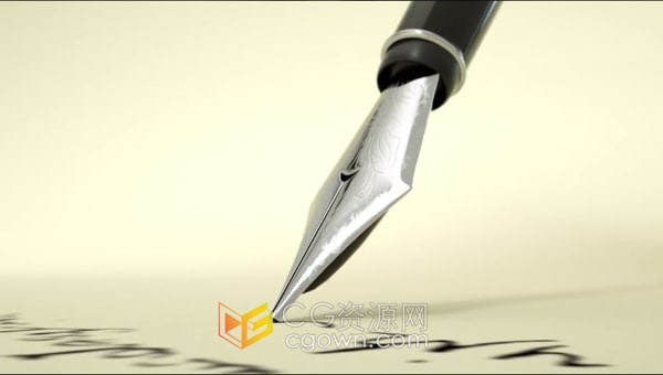 AE模板-动态钢笔动画书本翻页笔尖墨水滴落标志显示LOGO片头