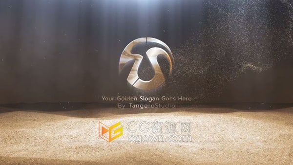 AE模板-炫酷的沙粒升起汇聚成金色沙球粒子沙标志动画