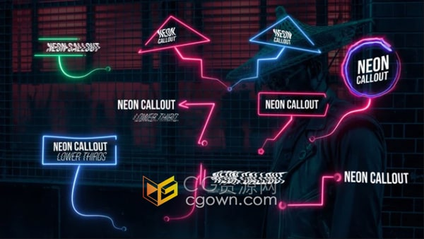PR模板-超酷的霓虹灯呼出文本动画Neon Call Outs重要人物产品和地点介绍