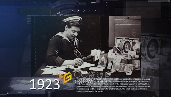 AE模板-缓慢电影动画时间线展示历史幻灯片战争纪录片