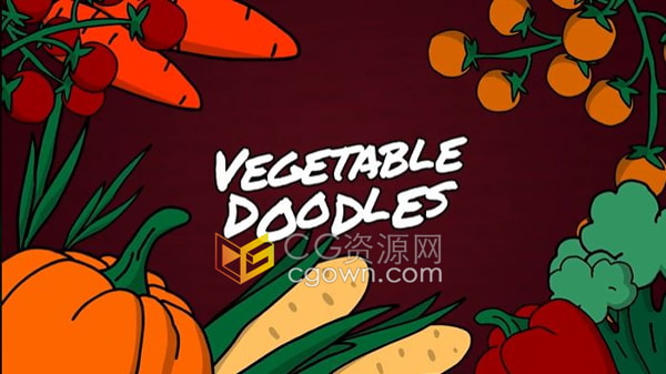 儿童早教认识各种蔬菜涂鸦MG图形动画元素AE模板