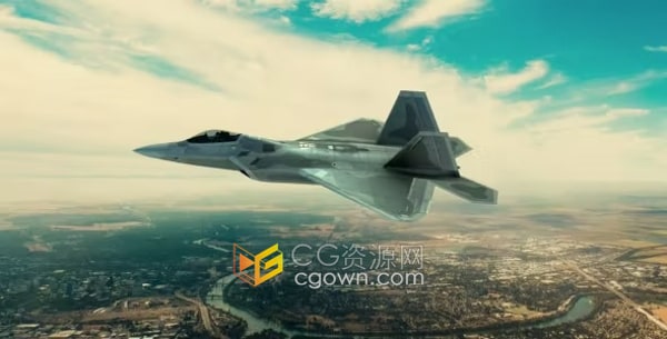 喷气式战斗机F-22猛禽战斗机3D动画渲染视频素材