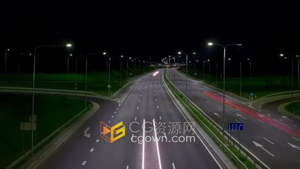 夜间高速公路延时拍摄4k分辨率实拍视频素材
