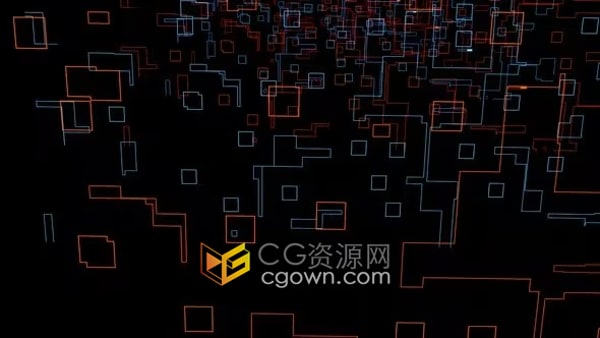 霓虹燈飛行閃爍矩形背景3D抽象動(dòng)畫視頻素材