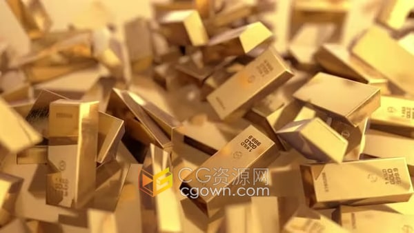 數(shù)十根3D金條掉落堅硬表面效果動畫視頻素材免費下載