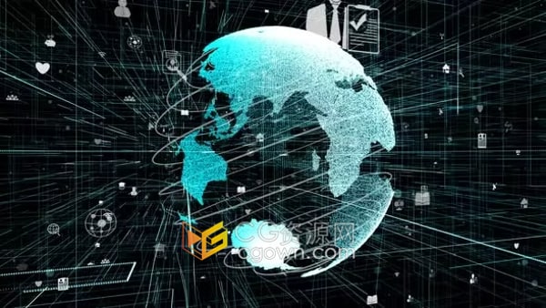 全球互联网物联网概念网络空间3D渲染计算机图形数字通信信息技术视频素材