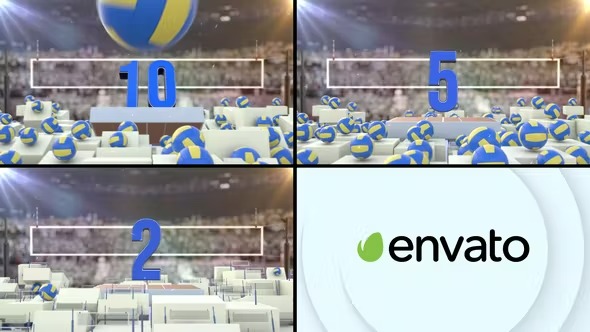 3D立方体翻转动画排球比赛大学体育联赛倒计时片头AE模板
