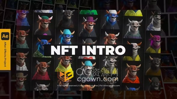 NFT領(lǐng)域出色角色動(dòng)畫介紹視頻片頭AE模板