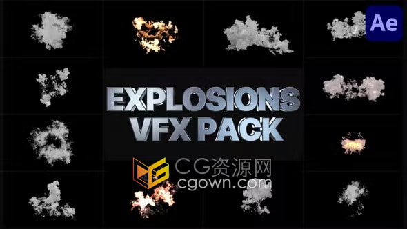 10種特效VFX爆炸燃燒火焰煙霧特效動(dòng)畫(huà)制作AE模板
