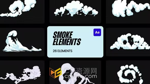 VFX卡通動(dòng)態(tài)煙霧效果制作體育項(xiàng)目社交媒體視頻特效-AE模板