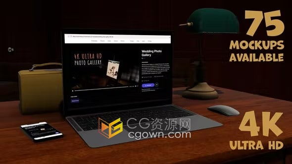 AE模板-木質(zhì)辦公桌面筆記本電腦智能手機(jī)模型場(chǎng)景APP界面網(wǎng)站產(chǎn)品展示