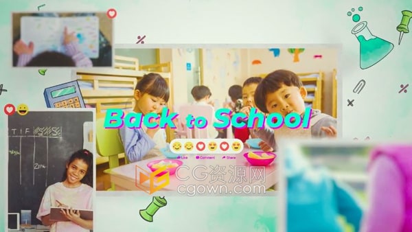 开学季学校培训机构幼儿园介绍视频儿童相册AE模板