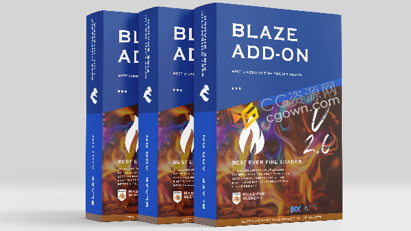 Blaze Add-On v2.0 Blender插件快速制作燃燒火焰煙霧特效