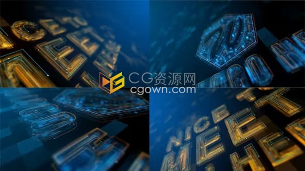 AE科技片頭模板-3D玻璃線條描邊高科技成長線標(biāo)志LOGO動畫
