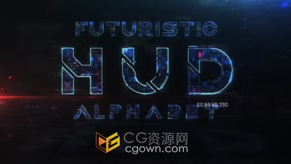 AE科技模板-科幻技術(shù)設(shè)計故障元素華麗未來派HUD動畫字母表
