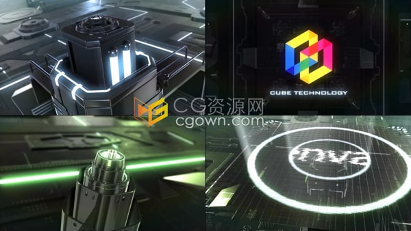 科技片头AE模板3D网络技术核心CPU动画模型Logo Reveal