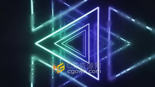 4K霓虹灯三角形隧道环动画VJ素材背景视频
