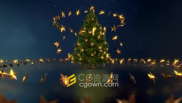 圣诞树和星星3D场景动画活动背景视频素材下载