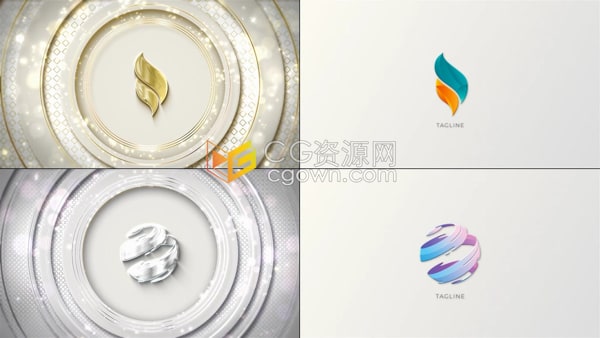 AE标志模板-高级感闪光金色光泽LOGO动画浪漫婚礼高端晚会片头