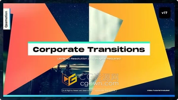 高达8K商务风格企业宣传视频多彩平面图形过渡动画AE转场模板