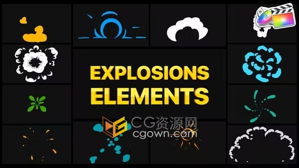 Explosion Elements FCPX插件卡通MG爆炸元素动画12种效果