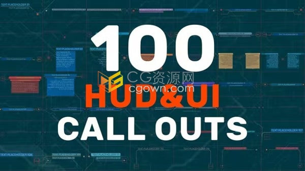 線條呼出技術(shù)標注指示線介紹動畫AE科技標題模板100 HUD UI Call Outs