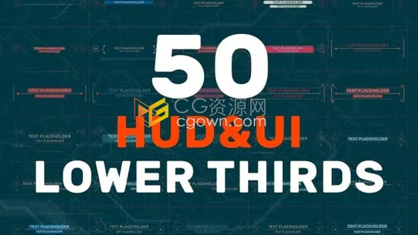 AE模板-計算機全息信息科技技術(shù)新聞標(biāo)題50 HUD UI Lower Thirds