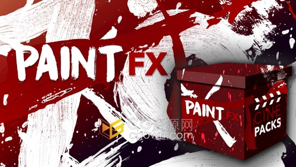 Paint FX 75种油漆飞溅笔刷绘画纹理动画效果视频素材4K