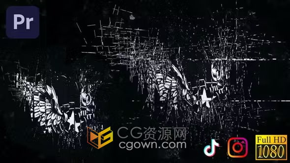 零乱线条标志Grunge Logo Reveal神秘紧张感PR模板片头动画