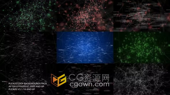 科技元素點(diǎn)線粒子叢循環(huán)背景Plexus Loop Backgrounds Pack-AE模板