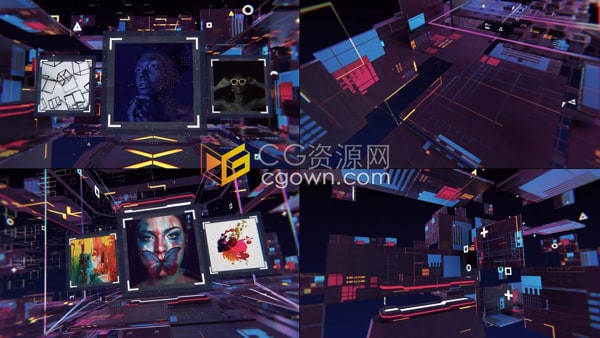 AE模板-數(shù)字藝術(shù)展示虛擬照片幻燈片3D網(wǎng)絡技術(shù)全息科技宣傳片
