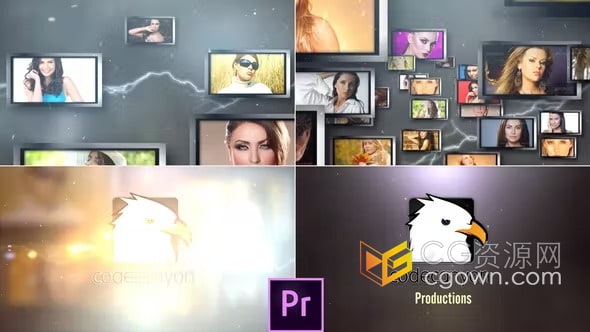 PR模板-Cinematic Epic Logo空间感多图像电影史诗闪电能量照片标志动画