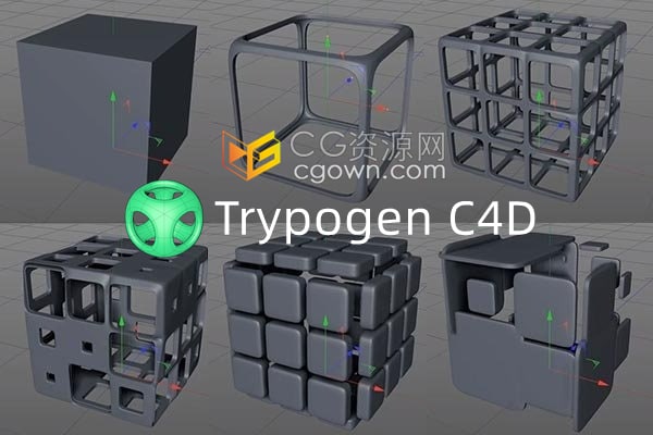 Trypogen v2.0 C4D插件多边形曲面细分镂空图形效果