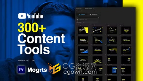 300+ Content Tools媒体视频制作元素编辑设计PR模板