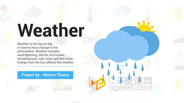 天气图标动画天气预报信息图表气象新闻视频图标元素-AE模板