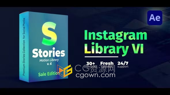 AE小视频模板-Instagram Stories Pack v. 6多用途竖屏宣传手机海报