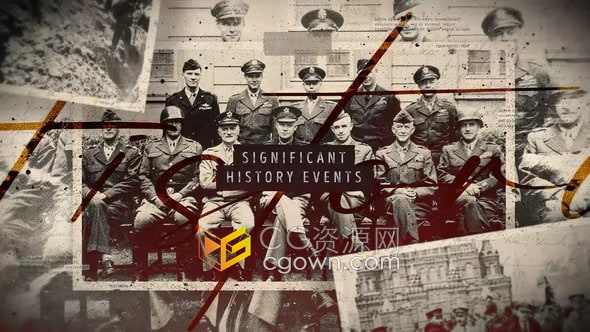 AE模板-重要的历史事件教育宣传片复古回忆相册军事战争纪录片