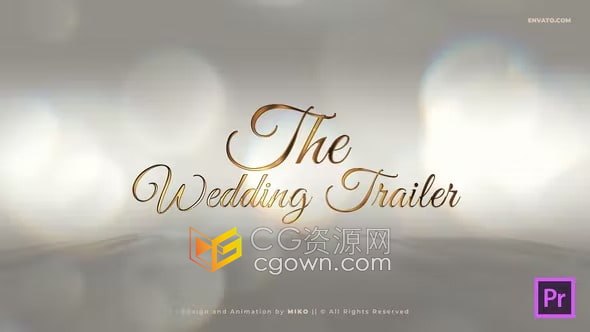 PR模板-浪漫散景动画金色标题婚礼宴会派对预告片婚庆相册视频