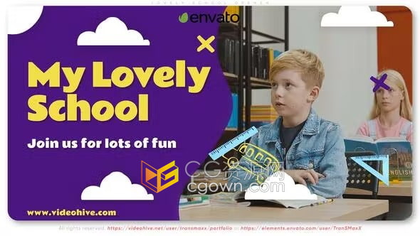 AE模板-可爱的开学典礼视频儿童机构教育宣传片游乐场广告片