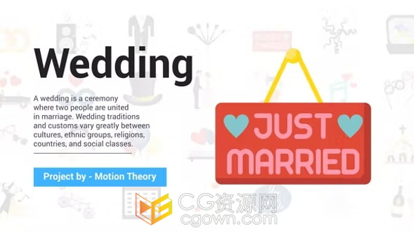 Wedding Icons 30个婚礼类型图标动画AE模板下载