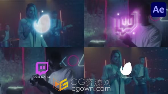 柔光标志彩色灯光形成LOGO轮廓动画视频AE模板 | CG资源网
