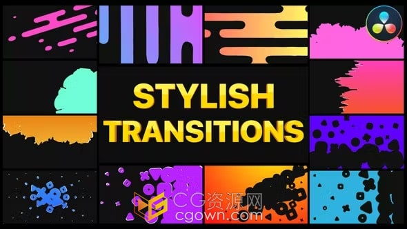 Stylish Transitions 4K分辨率视频转场动画Resolve模板