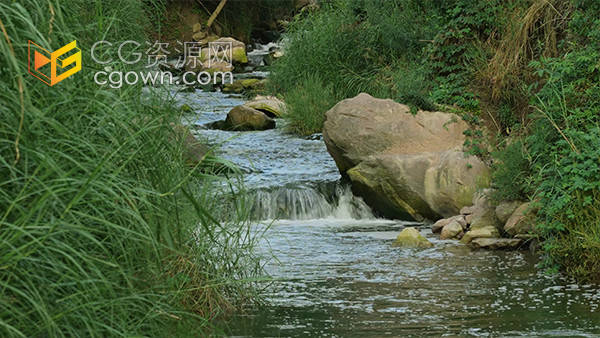 小溪溪流水流流水小河自然景观实拍视频素材