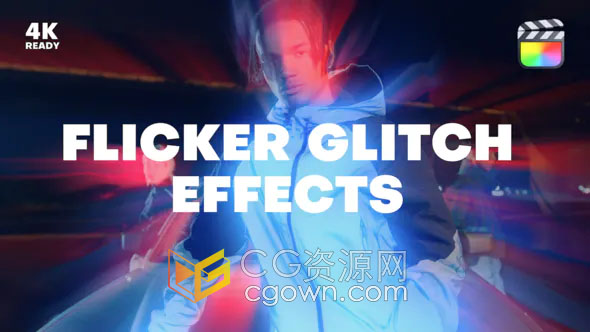 Flicker Glitch FCPX插件20种故障闪烁毛刺画面效果制作
