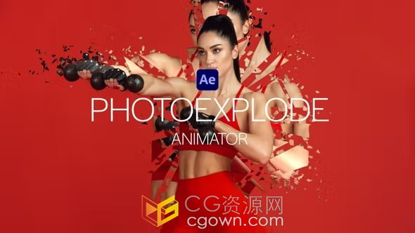 AE模板-PhotoExplode Animator人物肖像3D照片爆炸分解碎裂粒子特效動態(tài)海報