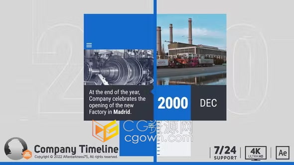 AE模板-时间线展示商业组织公司发展史企业年度成就纪录片开场白