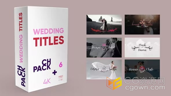 AE模板-漂亮优雅4K婚礼标题制作婚庆视频爱情电影浪漫幻灯片文字动画