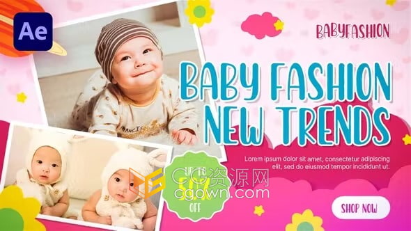 婴儿用品服装店制作儿童时尚促销视频可爱婴童相册AE模板