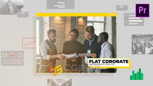 Flat Corporate 4K商务会议视频展示企业宣传片-PR模板