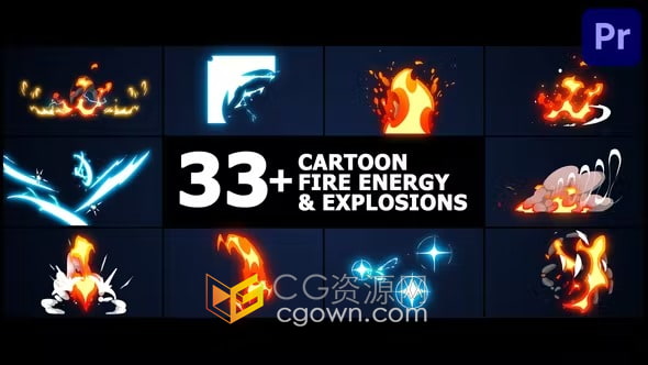 Cartoon Fire Energy And Explosions卡通火能量和爆炸元素-PR模板